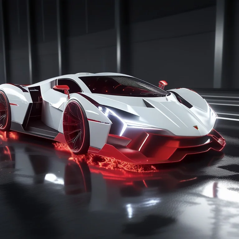A Highly Aerodynamic, Low-slung Hypercar Accelerating Down A...