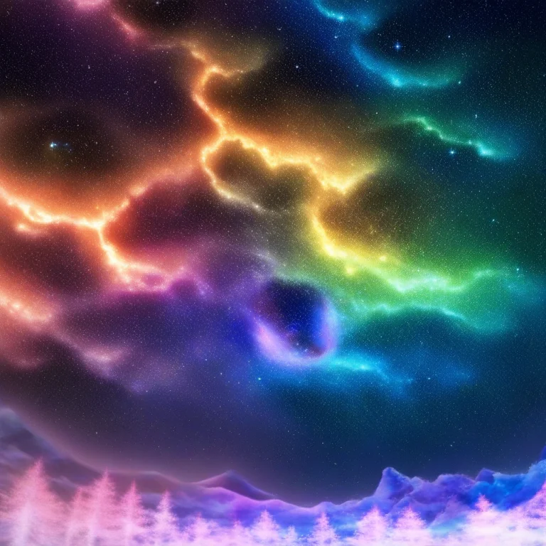 A Bioluminescent Forest Glowing Softly At Night, Matte Paint...