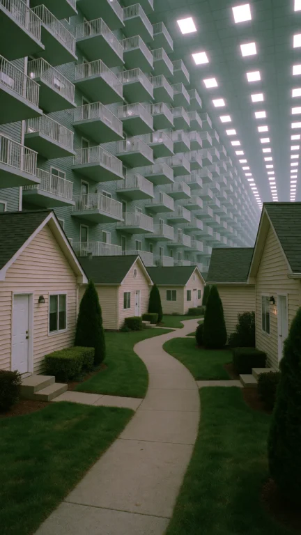 Dcl1m1nal. Medium-long Eye-level Shot Along A Narrow Winding...