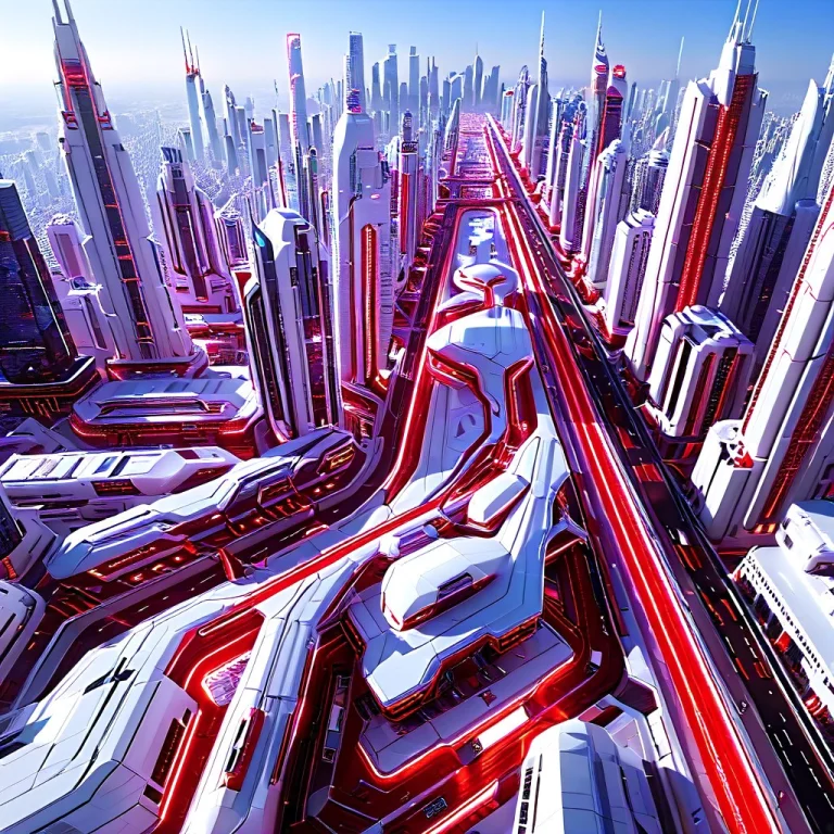Whiteember, A Sprawling Futuristic Metropolis, Glossy White...