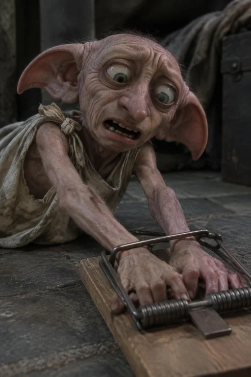Dobbys Hands Caught In A Mouse Trap, Squirming