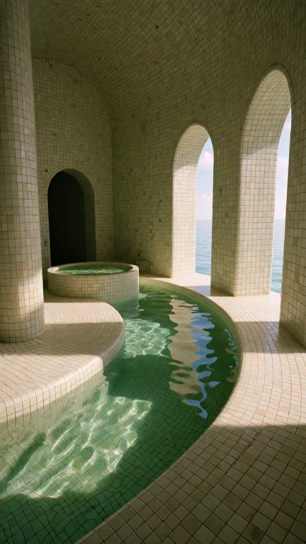 Dcl1m1nal. Medium-long Eye-level Shot Of A Cavernous Indoor...