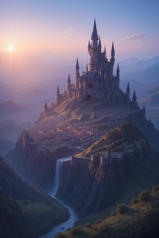 Scenic Landscape, Fantasy, Breathtaking View, Soft Light, Dr...