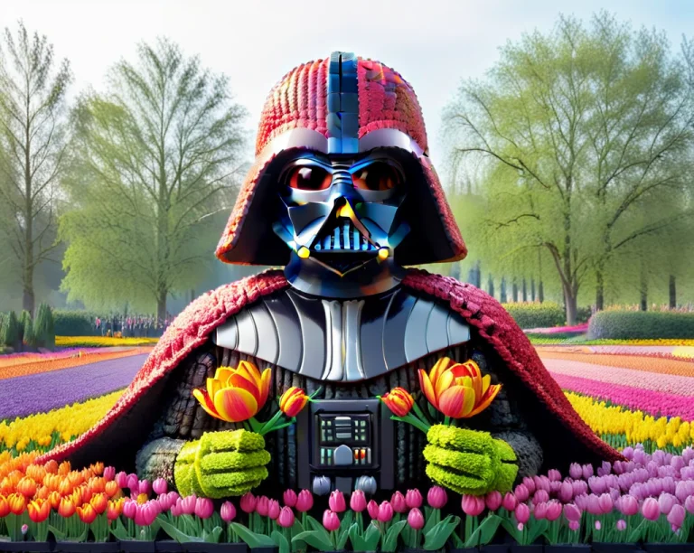A Topiary Of A Lego Darth Vader Made Of Tulips, Jaynl-tm, Rk...