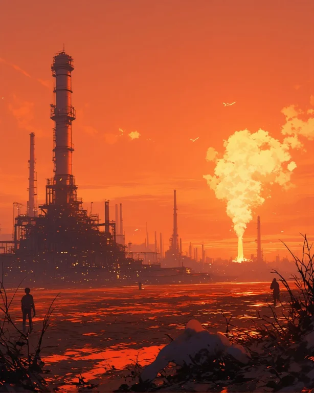Anime Artwork Shotaro Ishinomori , Scorched Oil Fields Where...