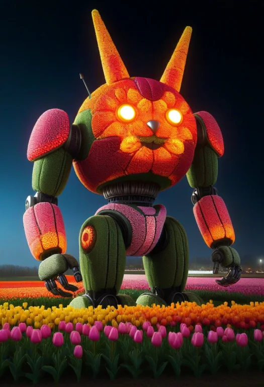 Giant Robot,made Of Tulips, Jaynl-tm, High Quality, Masterpi...