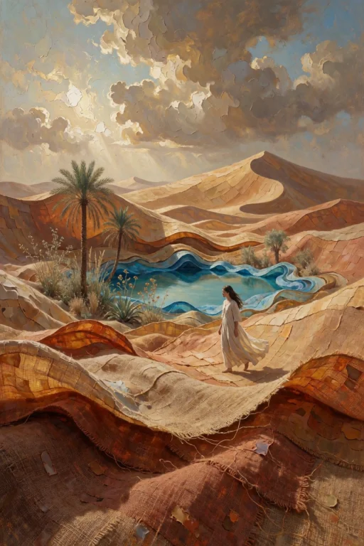 A Vast Surreal Desert Formed From Endless Waves Of Woven Lin...