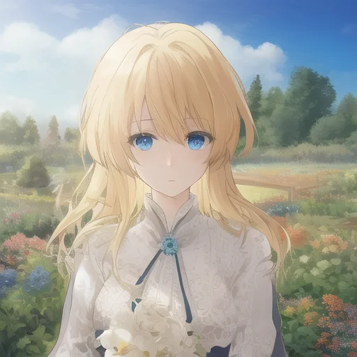 Blonde Hair, Blue Eyes, Beautiful Eyes, Detail, Flower Meado...