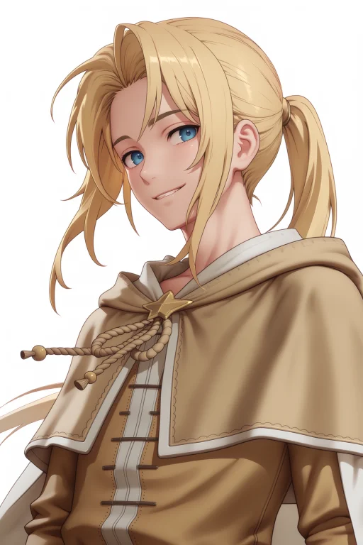 Bardro, White Cape, Brown Capelet, Long Sleeves, Blonde Hair...