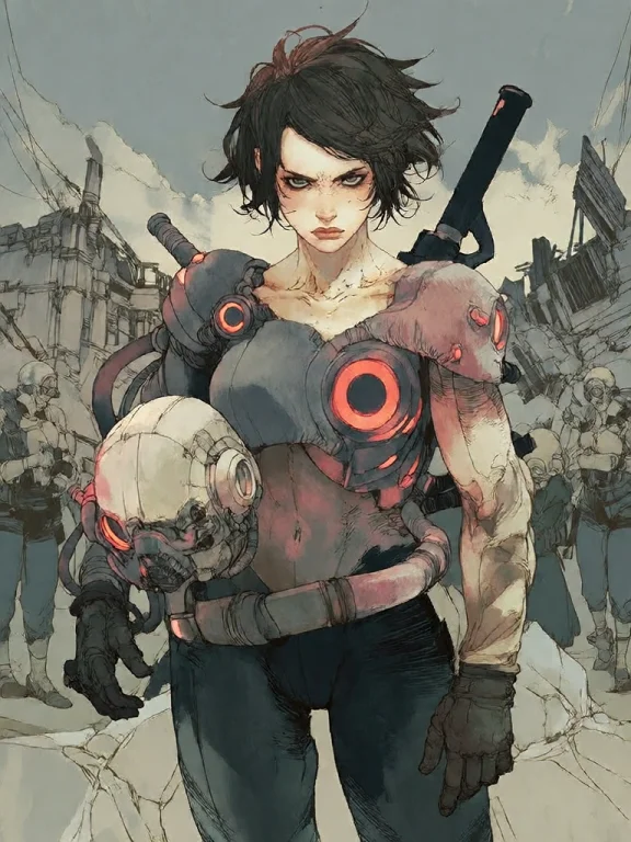 Bradhamel Art Style. A Determined Young Woman With Short Dar...