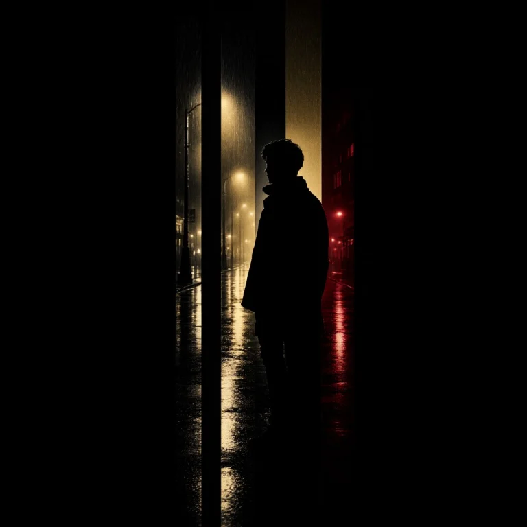 High-contrast Noir Double Exposure Of A Silhouette Figure, P...