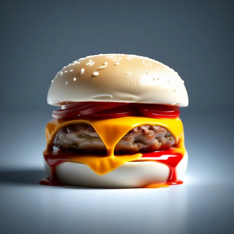 Extreme Macro Shot Of A Gourmet Cheeseburger. The Bun Looks...