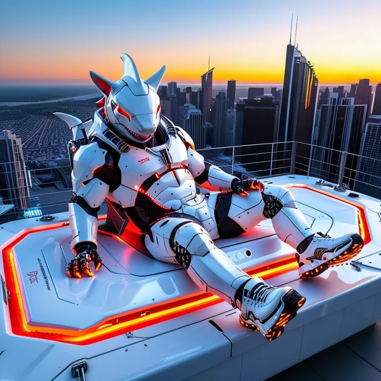 Whiteember, A Quirky Full-body Wide-angle Shot Of A Muscular...