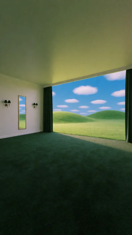 Dcl1m1nal. Wide-angle Eye-level View Inside A Nearly Empty S...