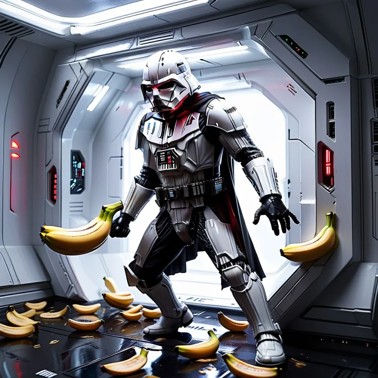 Whiteember, Darth Vader In White Armor Slipping On A Banana...