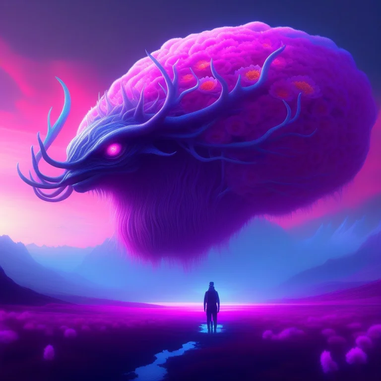 An Enormous Alien Creature Wandering Through A Valley Of Gig...