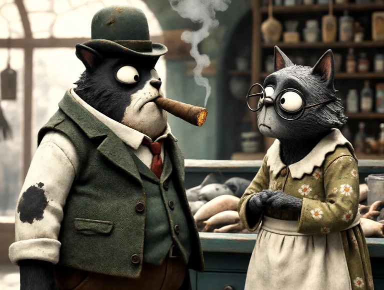 Toondaal Two Cartoon Anthropomorphic Cats In The Style Of Cl...