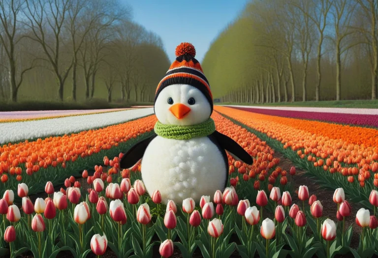 Jaynl-tm, Made Of Tulips, A Gleeful Anthropomorphic Penguin...