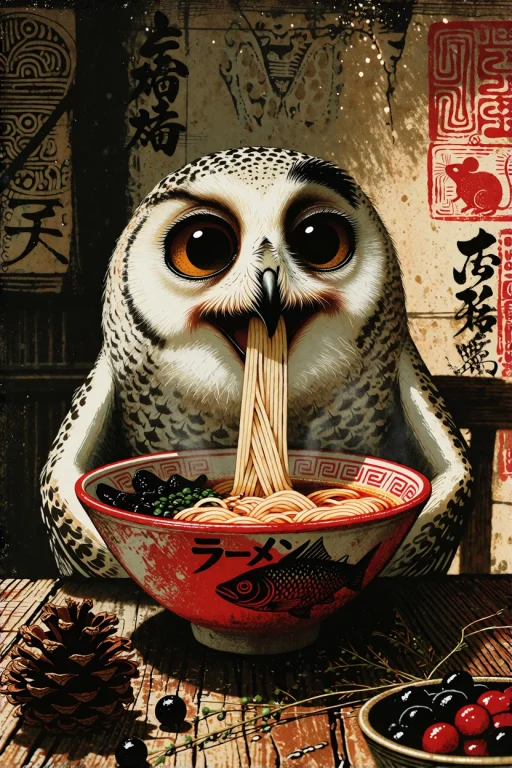 A Joyful And Whimsical Snowy-owl With A Ridiculous, Derpy Fa...