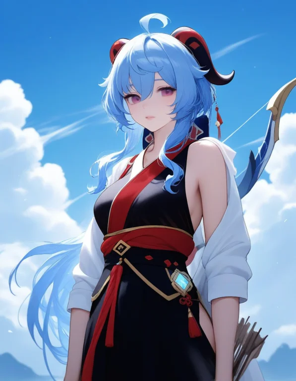 1girl, Ganyu Genshin Impact, Solo, Alternate Costume, Bow We...