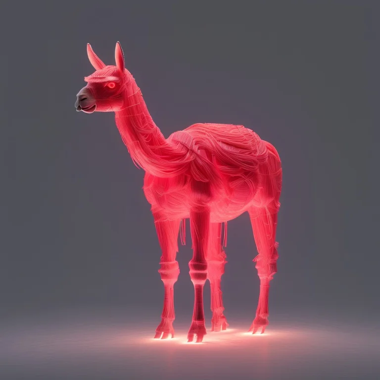 Whiteember, Red Bioluminescent Llama Made Of Strands Of Red...