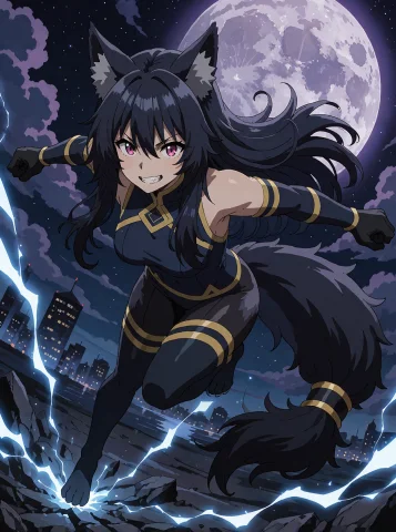 Eis, Delta From The Eminence In Shadow, A Wolf Beastkin Girl... — Stable Diffusion AI Prompt: EIS, Delta from The Eminence in Shadow, a wolf beastkin girl with an athletic en...
