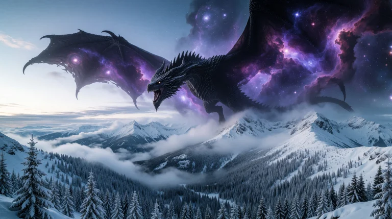 Cinematic Ultra-wide Shot, Hyper-realistic, A Colossal Black...