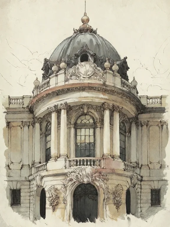 Bradhamel Art Style. A Detailed Sketch Of A Grand Classical...