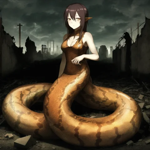 Loralamia-2lamia-3lamia-lamia-1--retrohamavasjunrifl--08-021... — Stable Diffusion AI Prompt: , (lamia:1.0), scales, full body, expressionless, empty eyes, post-apocalypse, c...