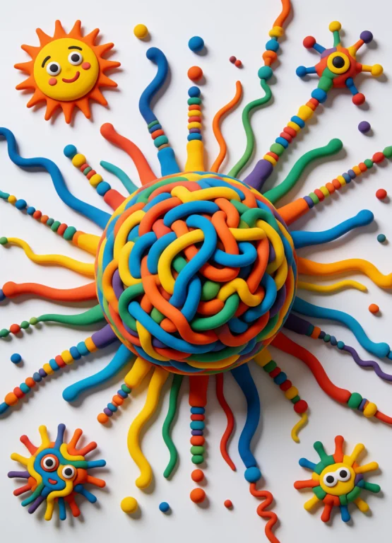 A Vibrant 3d Relief Sculpture Crafted From Brightly Colored...