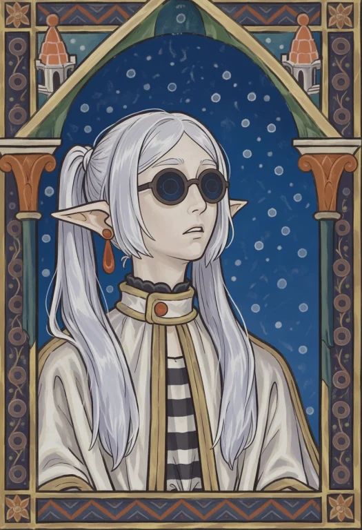 Realistic, Ornate Border, Frieren, Pointy Ears, Elf, Twintai...
