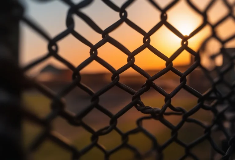 A Punk Look Framed By Chain-link And Rust, Spotlight, Soft F...