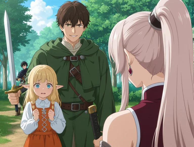 2girls,1boy,looking At Viewer,holding,sword,grab The Girl,ou...
