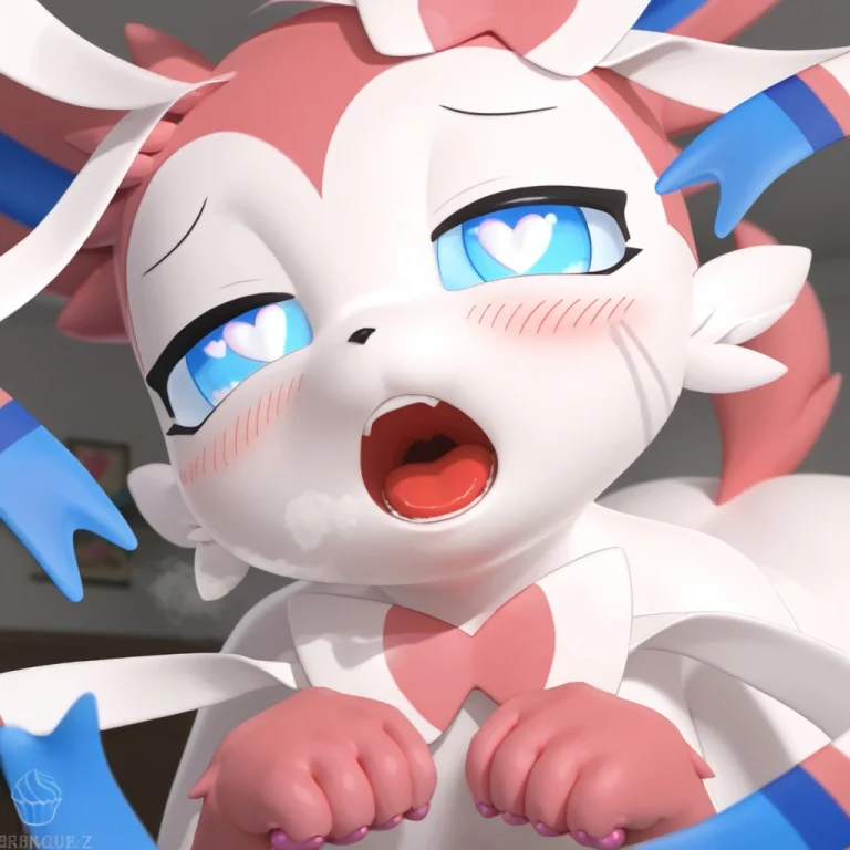 Pokemon Creature, Blush, Heart-shaped Pupils, Blue Eyes, Rel...