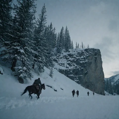 Lorarev1trgrev, An Extreme Wide-angle Cinematic Shot Of A Lo... — Stable Diffusion AI Prompt: trg_rev, an extreme wide-angle cinematic shot of a lone rider on a dark horse ga...