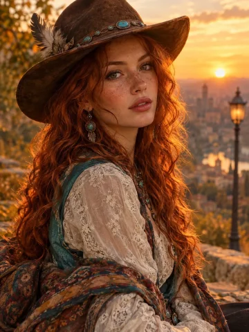 Autumn, Autumn Woman, Autumn Beauty, Redhead, Red Hair, Fier... — Stable Diffusion AI Prompt: autumn, autumn woman, autumn beauty, redhead, red hair, fiery hair, ginger hair,...