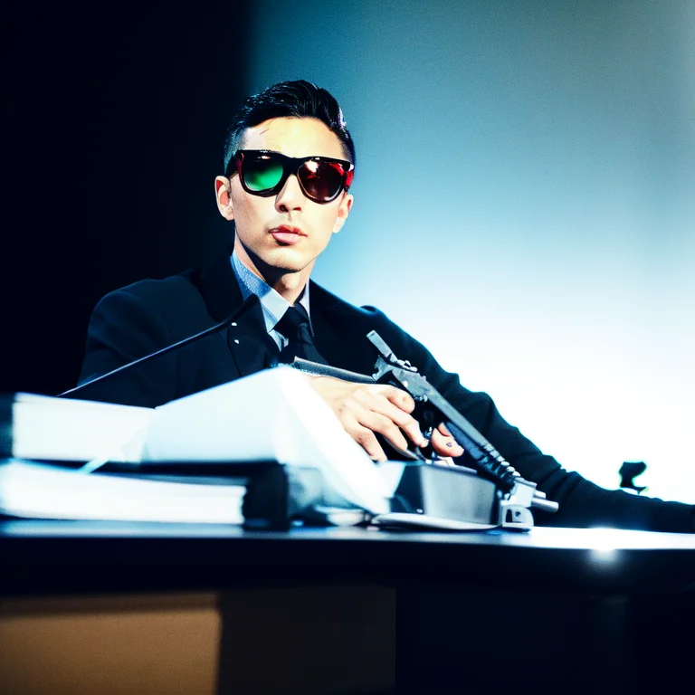 Photo, A Man Stares At The Camera. He Looks Like James Bond...