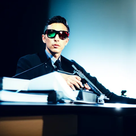 Photo, A Man Stares At The Camera. He Looks Like James Bond... — Stable Diffusion AI Prompt: photo, a man stares at the camera. he looks like james bond and is wearing sungl...