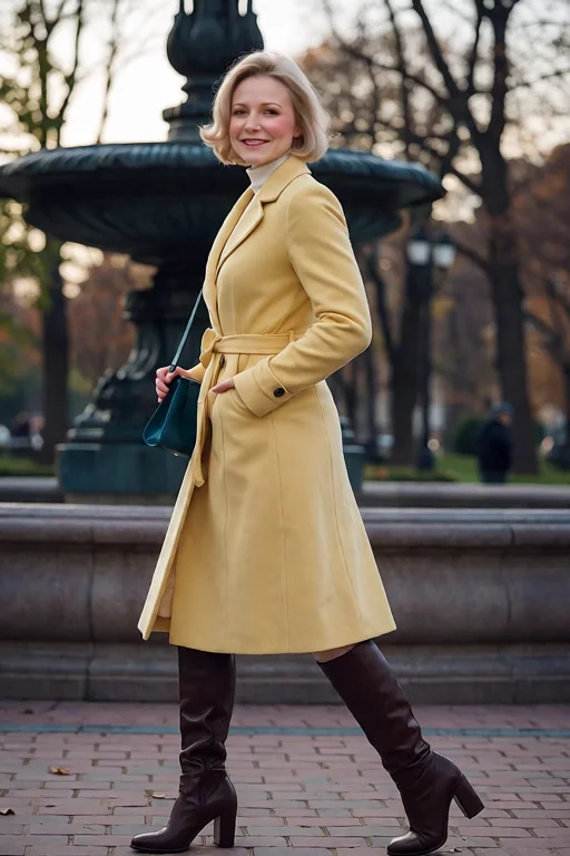 Wpphil, 30-year-old In A Warm Yellow Wool Houndstooth Trench...
