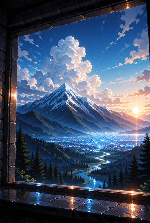 A Breathtaking Landscape Viewed Through A Dark, Stone Window...