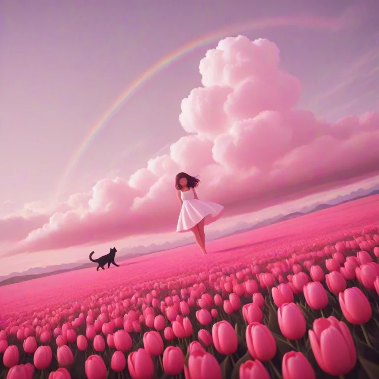 Masterpiece, Cat, Cute, Sundress, Made Of Tulips, Jayni-tm,...