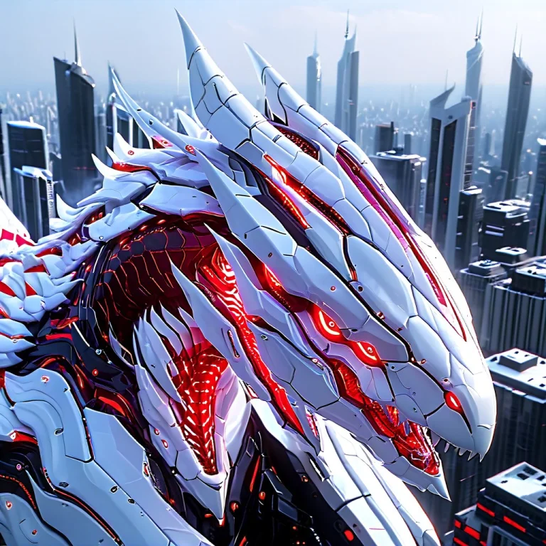 Whiteember, A Massive Mechanical Dragon, Glossy White Dragon...
