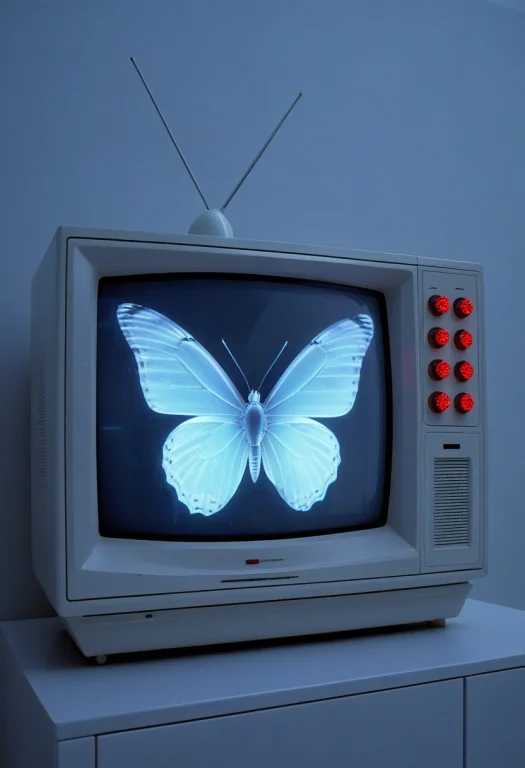 8k, Raw Digital Photo, An Old Crt Television Displaying A Gl...