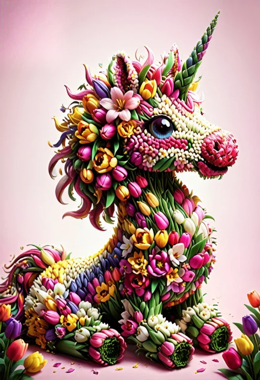 Jaynl-tm, Unicorn Made Of Tulips, Made Of Flowers
