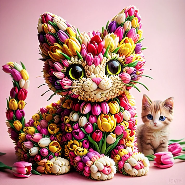 Jaynl-tm, Kitten Made Of Tulips, Made Of Flowers