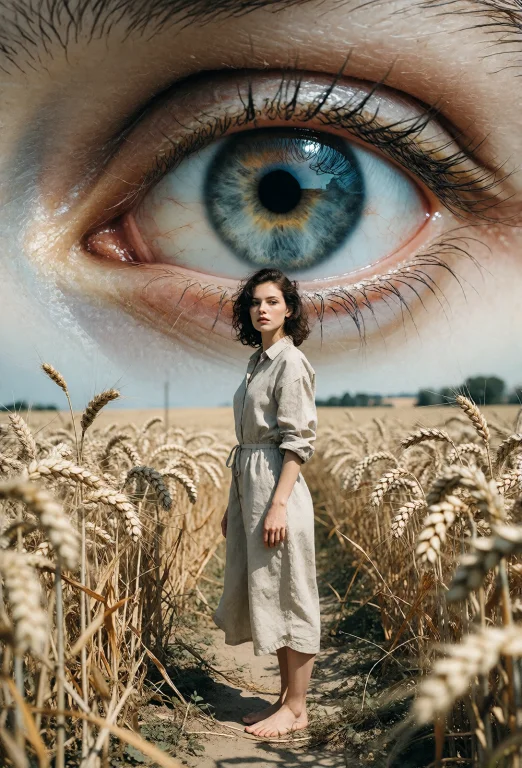 A Vast, Quiet Surreal Shot Of A Young, Beautiful Woman, Pale...