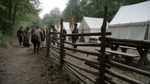 Gmthrnsssn1, A Group Of People In Earth-toned, Period-style... — Stable Diffusion AI Prompt: gmthrnsssn1, A group of people in earth-toned, period-style clothing are working...