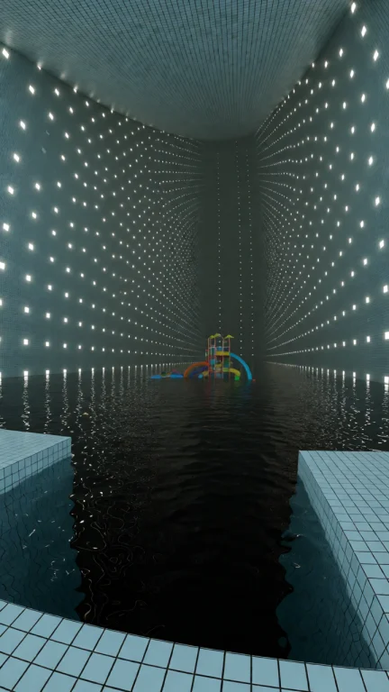Dcl1m1nal. Ultra-wide Eye-level View Inside A Colossal Indoo...