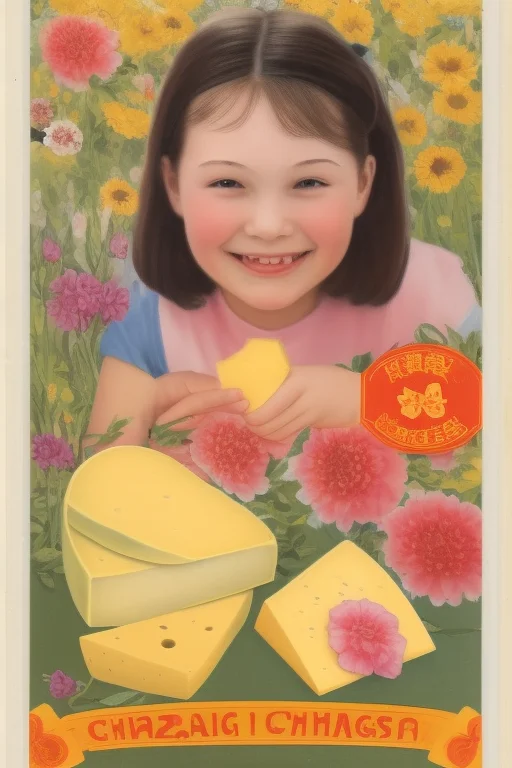 Cheese Packaging With A Young Girl And Flowers Hypernetchinp...