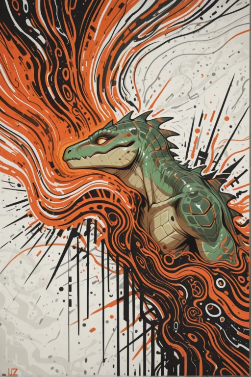 Lizardman, Abstract, Orange